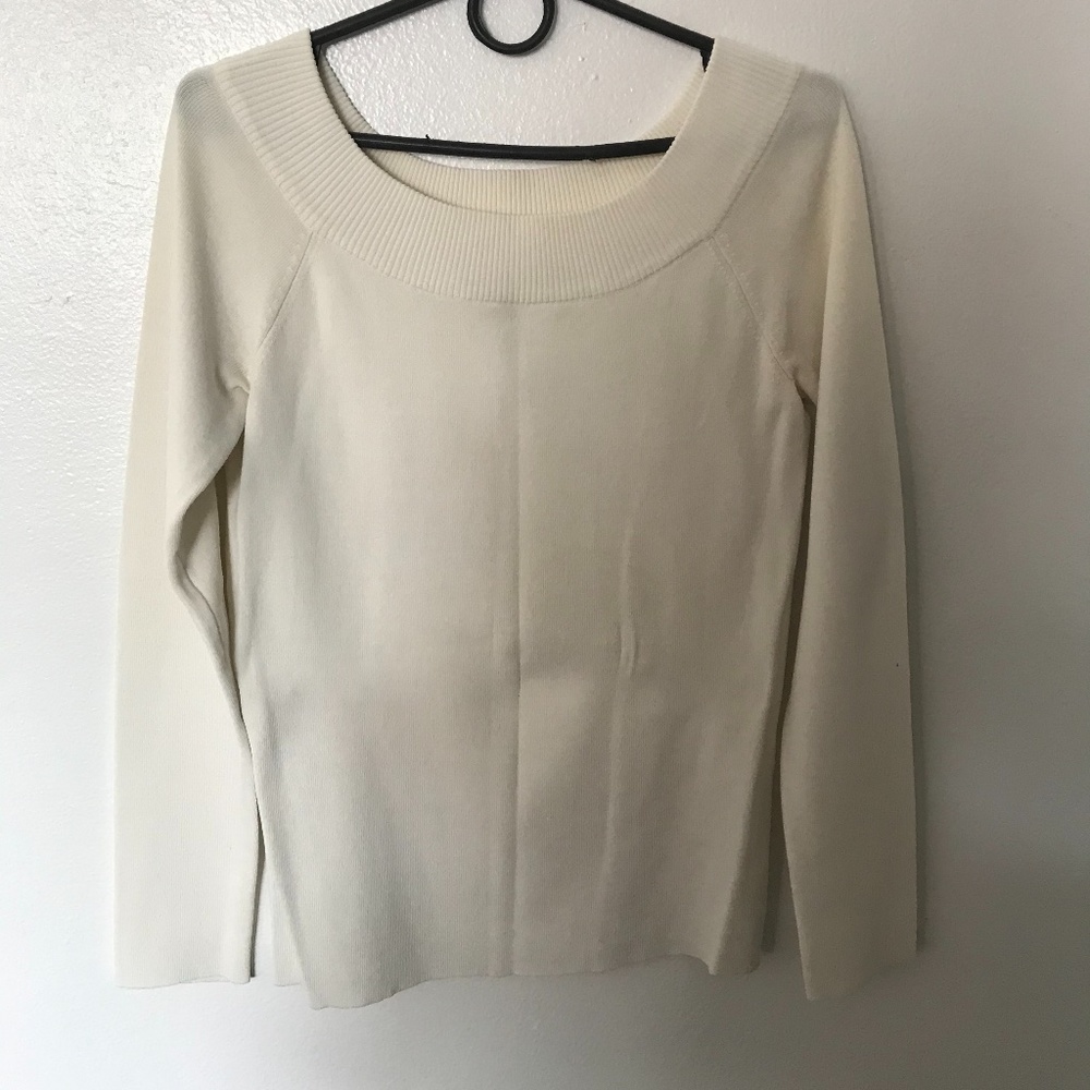 CHICO'S white sweater with open shoulders